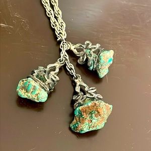 Mid century modern Raw Turquoise Necklace